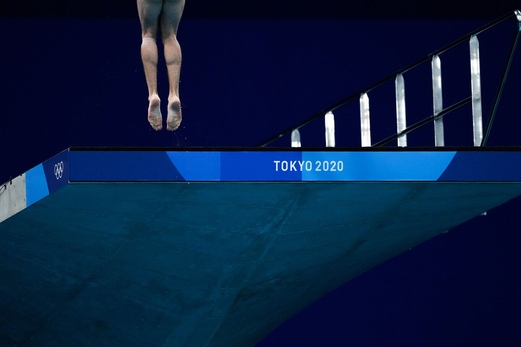 A diver practices